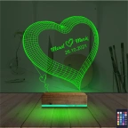Kalp Sevgiliye Hediye Kişiye Özel 3D Lamba - Masa Gece Lambası