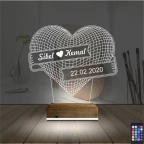 Kalp Sevgiliye Hediye Kişiye Özel 3D Lamba - Masa Gece Lambası