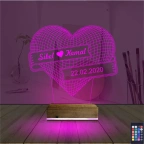 Kalp Sevgiliye Hediye Kişiye Özel 3D Lamba - Masa Gece Lambası