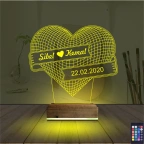 Kalp Sevgiliye Hediye Kişiye Özel 3D Lamba - Masa Gece Lambası