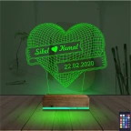 Kalp Sevgiliye Hediye Kişiye Özel 3D Lamba - Masa Gece Lambası