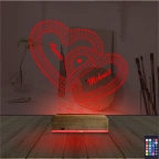 Kalp Sevgiliye Hediye Kişiye Özel 3D Lamba - Masa Gece Lambası