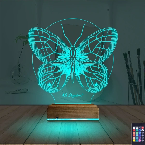 Kelebek Kişiye Özel 3D Lamba - Masa Gece Lambası