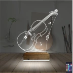 Keman Müzik Enstrüman Kişiye Özel 3D Lamba - Masa Gece Lambası