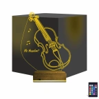 Keman Müzik Enstrüman Kişiye Özel 3D Lamba - Masa Gece Lambası