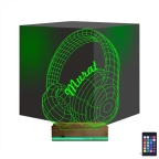 Dj Müzik Kulaklık Kişiye Özel 3D Lamba - Masa Gece Lambası