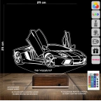 Spor Araba Lamborghini Kişiye Özel 3D Lamba - Masa Gece Lambası