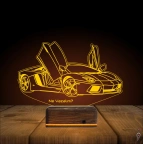 Spor Araba Lamborghini Kişiye Özel 3D Lamba - Masa Gece Lambası