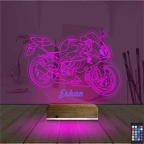Motorsiklet Yarış Motoru Kişiye Özel 3D Lamba - Masa Gece Lambası