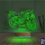 Motorsiklet Yarış Motoru Kişiye Özel 3D Lamba - Masa Gece Lambası