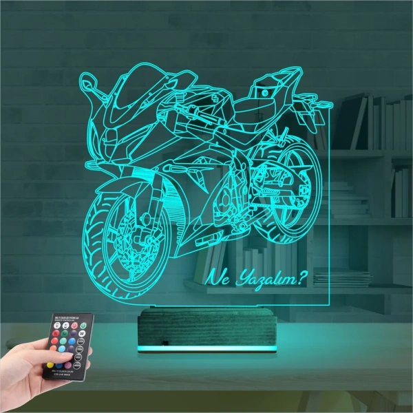 Motorsiklet Yarış Motoru Kişiye Özel 3D Lamba - Masa Gece Lambası