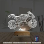 Motorsiklet Yarış Motoru Kişiye Özel 3D Lamba - Masa Gece Lambası