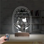 Sevimli Kedi Kalp Kişiye Özel 3D Lamba - Masa Gece Lambası