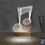 Müzik Nota Müzisyen Kişiye Özel 3D Lamba - Masa Gece Lambası