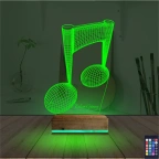 Müzik Nota Müzisyen Kişiye Özel 3D Lamba - Masa Gece Lambası