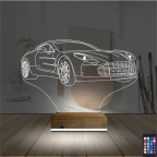 Spor Araba Aston Martin Kişiye Özel 3D Lamba - Masa Gece Lambası