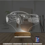 Spor Araba Aston Martin Kişiye Özel 3D Lamba - Masa Gece Lambası