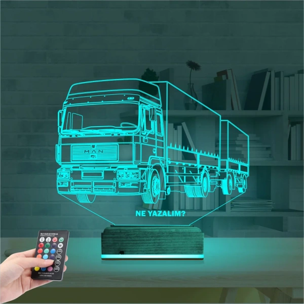 Tır Kamyon Tırcı Kişiye Özel 3D Lamba - Masa Gece Lambası