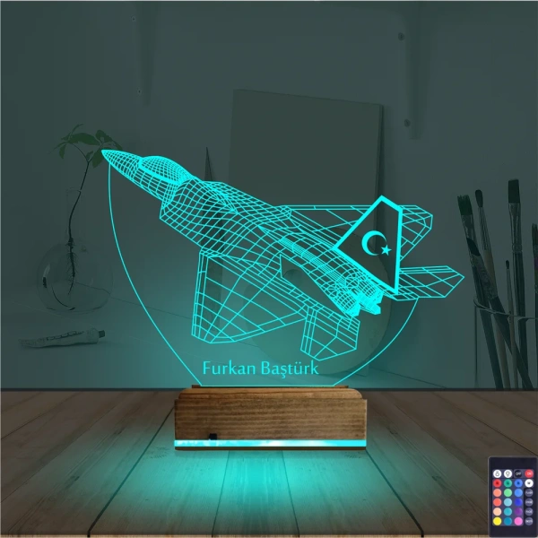 Uçak Pilot Kişiye Özel 3D Lamba - Masa Gece Lambası