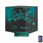 Savaş Uçağı Pilot Kişiye Özel 3D Lamba - Masa Gece Lambası