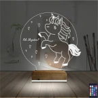 Unicorn At Çocuk Odası Kişiye Özel 3D Lamba - Masa Gece Lambası