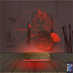 Unicorn At Çocuk Odası Kişiye Özel 3D Lamba - Masa Gece Lambası