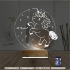 Unicorn At Çocuk Odası Kişiye Özel 3D Lamba - Masa Gece Lambası