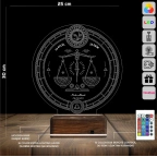Astroloji Terazi Burcu Kişiye Özel 3D Lamba - Masa Gece Lambası