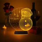 Kardan Adam Yılbaşı Hediyesi Kişiye Özel 3D Lamba - Masa Gece Lambası