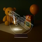 Pırpır Uçak Pilot Kişiye Özel 3D Lamba - Masa Gece Lambası