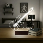 Elektro Gitar Gitarist Kişiye Özel 3D Lamba - Masa Gece Lambası