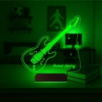 Elektro Gitar Gitarist Kişiye Özel 3D Lamba - Masa Gece Lambası