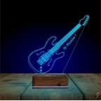 Elektro Gitar Gitarist Kişiye Özel 3D Lamba - Masa Gece Lambası