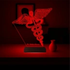 Doktora Hediye Tıp Logo Kişiye Özel 3D Lamba - Masa Gece Lambası