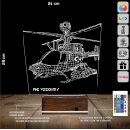Helikopter Pilot Asker Hediye Kişiye Özel 3D Lamba - Masa Gece Lambası