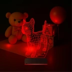Kedi Tasarım Kişiye Özel 3D Lamba - Masa Gece Lambası