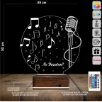 Müzik Nota Müzisyen Hediye Kişiye Özel 3D Lamba - Masa Gece Lambası