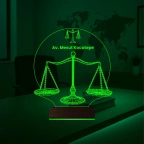 Avukat Hukuk Terazi Adalet Kişiye Özel 3D Lamba - Masa Gece Lambası