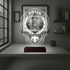 Polise Hediye Polis Logo Kişiye Özel 3D Lamba - Masa Gece Lambası
