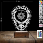 Polise Hediye Polis Logo Kişiye Özel 3D Lamba - Masa Gece Lambası