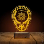 Polise Hediye Polis Logo Kişiye Özel 3D Lamba - Masa Gece Lambası
