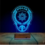 Polise Hediye Polis Logo Kişiye Özel 3D Lamba - Masa Gece Lambası