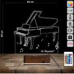 Piyano Müzik Piyanist Kişiye Özel 3D Lamba - Masa Gece Lambası
