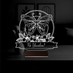 Kelebek Tasarım Sevgiliye Hediye Kişiye Özel 3D Lamba - Masa Gece Lambası