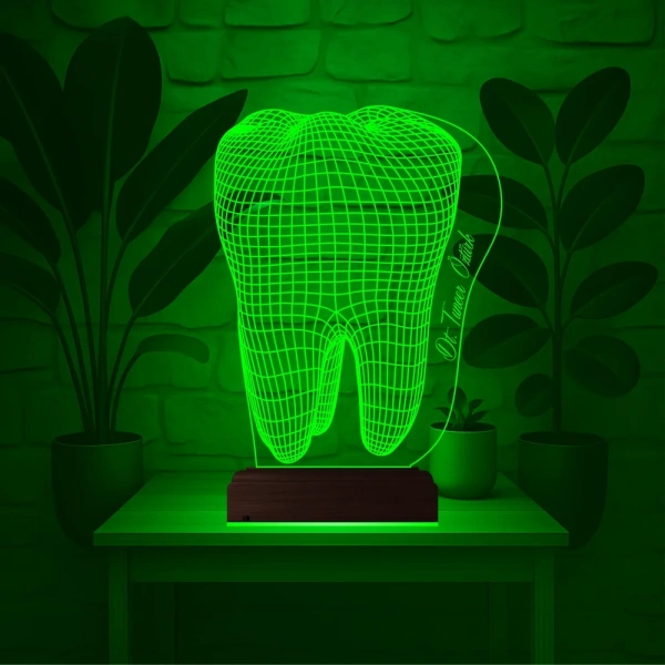 Diş Hekimi Diş Doktoru Hediye Kişiye Özel 3D Lamba - Masa Gece Lambası