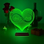 Kalp Sonsuzluk Sevgiliye Hediye Kişiye Özel 3D Lamba - Masa Gece Lambası
