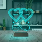 2 Kalp Sonsuzluk Sevgiliye Hediye Kişiye Özel 3D Lamba - Masa Gece Lambası