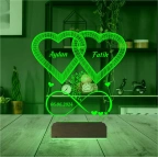 2 Kalp Sonsuzluk Sevgiliye Hediye Kişiye Özel 3D Lamba - Masa Gece Lambası