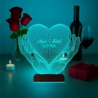 Kalp Sevgiliye Hediye Kişiye Özel 3D Lamba - Masa Gece Lambası