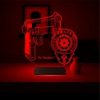 Polise Hediye Polis Logo Kişiye Özel 3D Lamba - Masa Gece Lambası